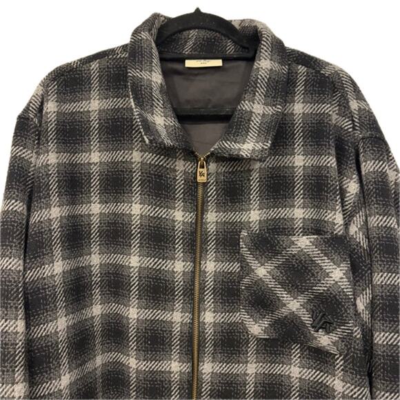 Youngla Highlander Flannel Jacket Plaid Full Zip Mens XXL Black Grey - Picture 2 of 10